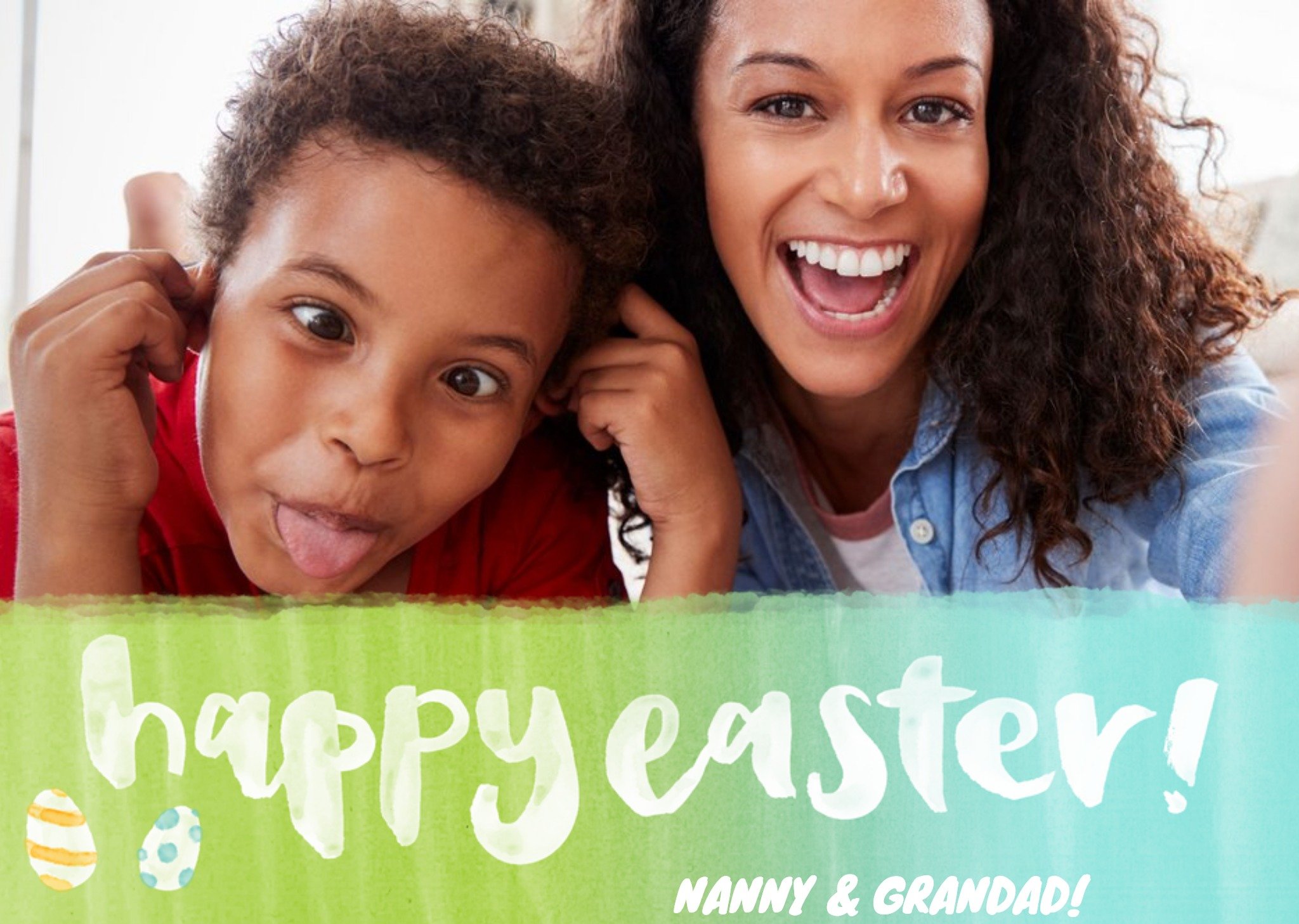 Green To Blue Personalised Photo Upload Happy Easter Card Ecard