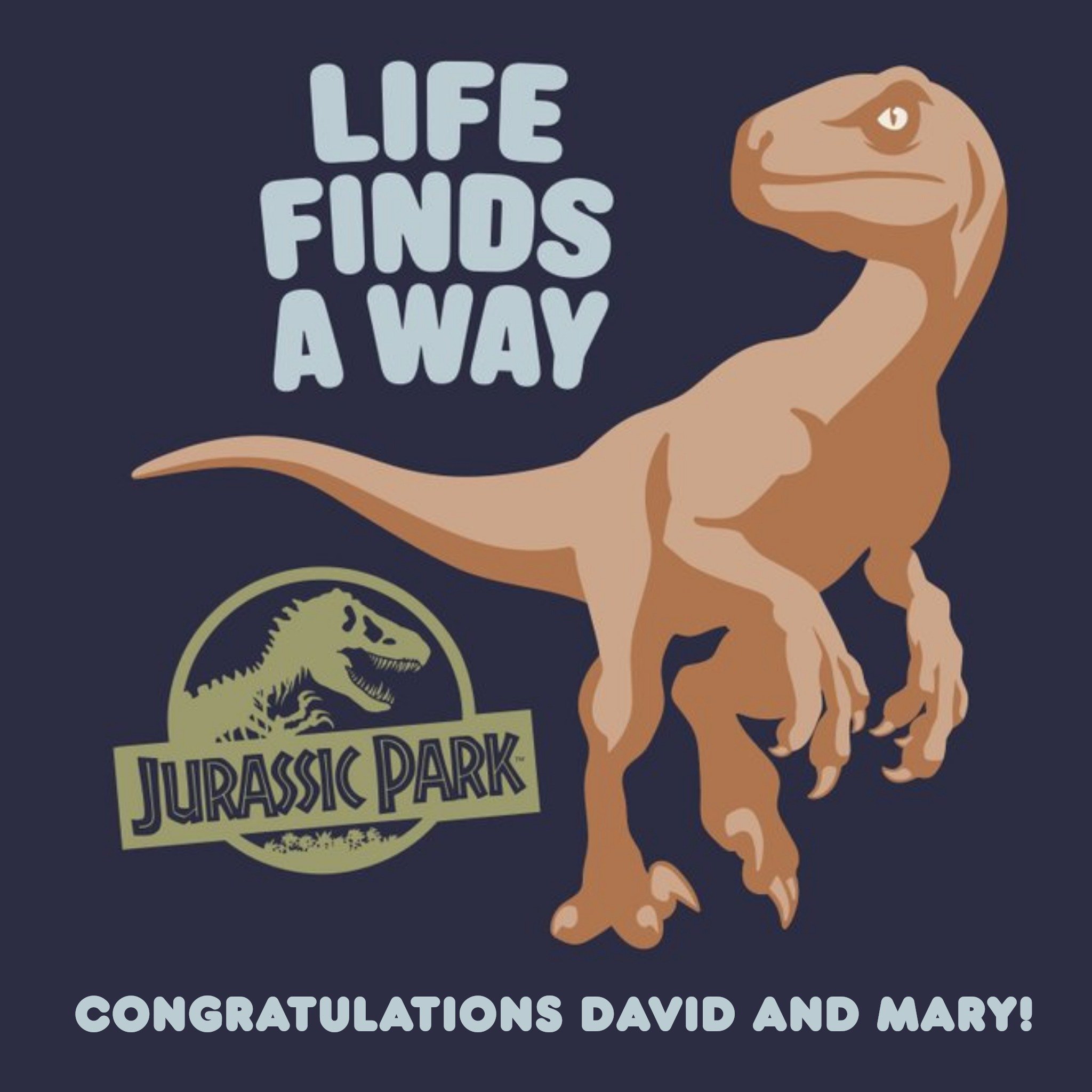 Jurassic Park Congratulations New Baby Pregnancy Card, Square