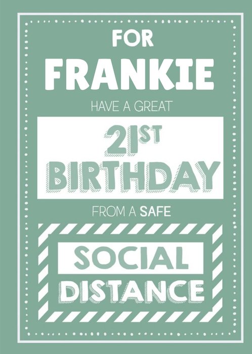 Jam and Toast Have A Great 21st Brirthday From A Safe Social Distance Card