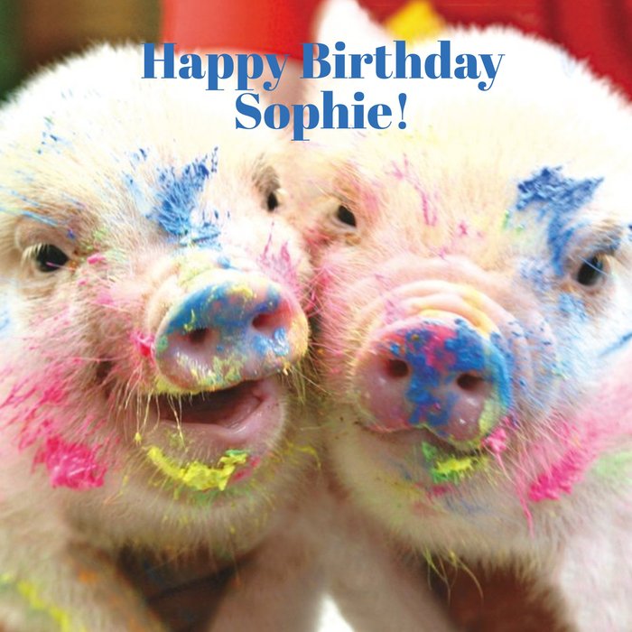 Pigs In Paint Personalised Happy Birthday Card
