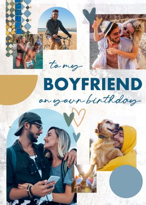 Warm Hearted Minimalistic To My Boyfriend Photo Upload Birthday Card