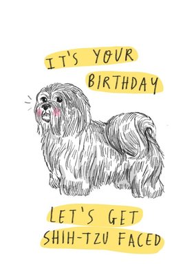 Funny Its Your Birthday Lets Get Shih-Tzu Faced Card