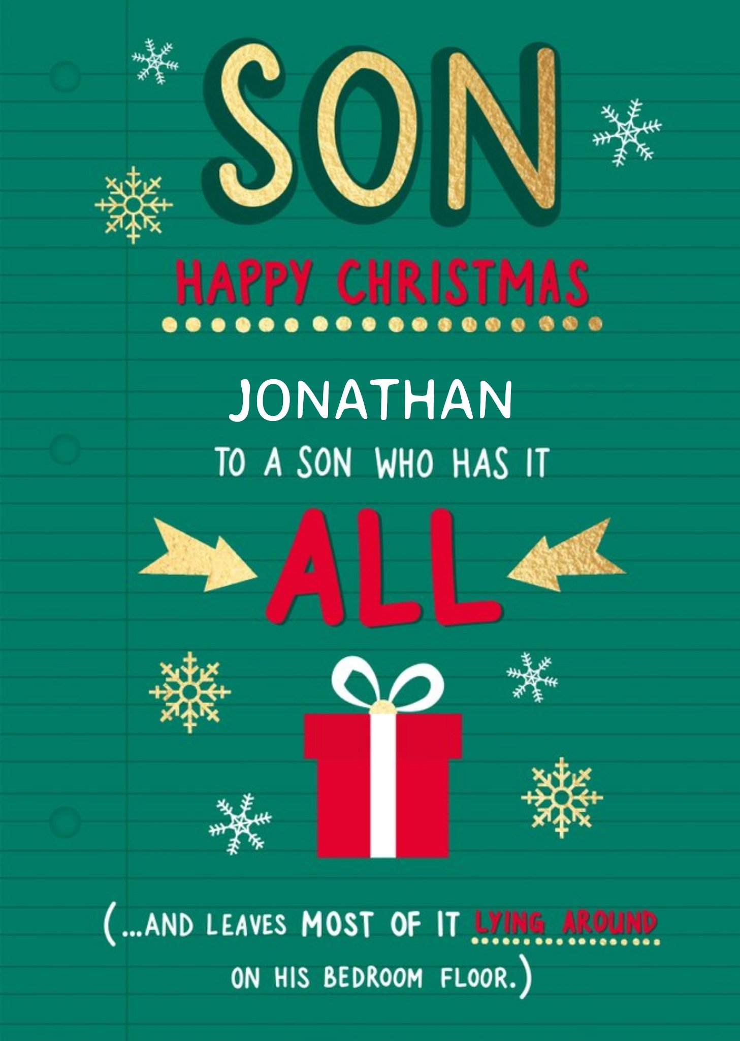 Funny Humour To Our Son Christmas Card