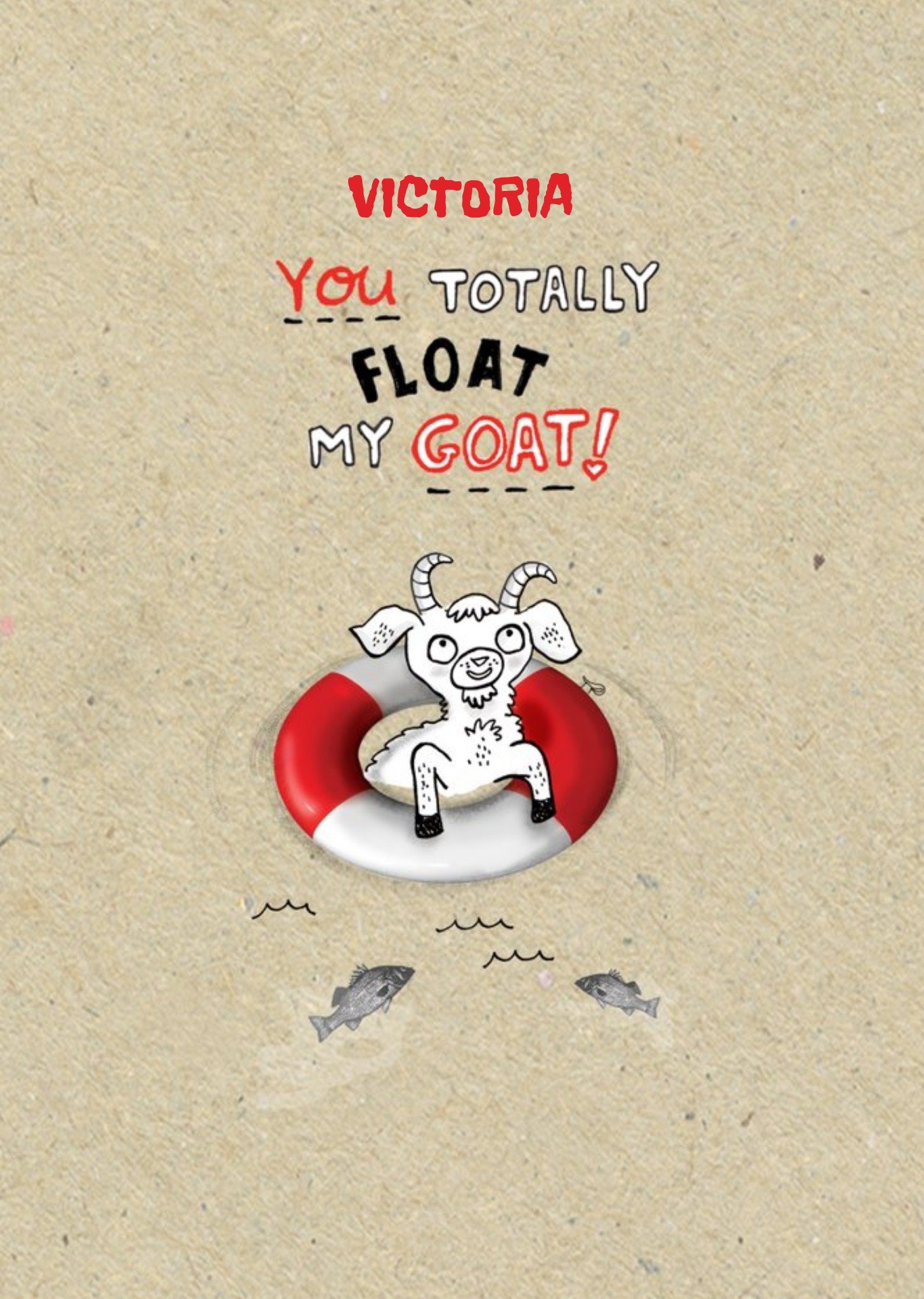 Moonpig You Totally Float My Goat Personalised Happy Valentine's Day Card, Large