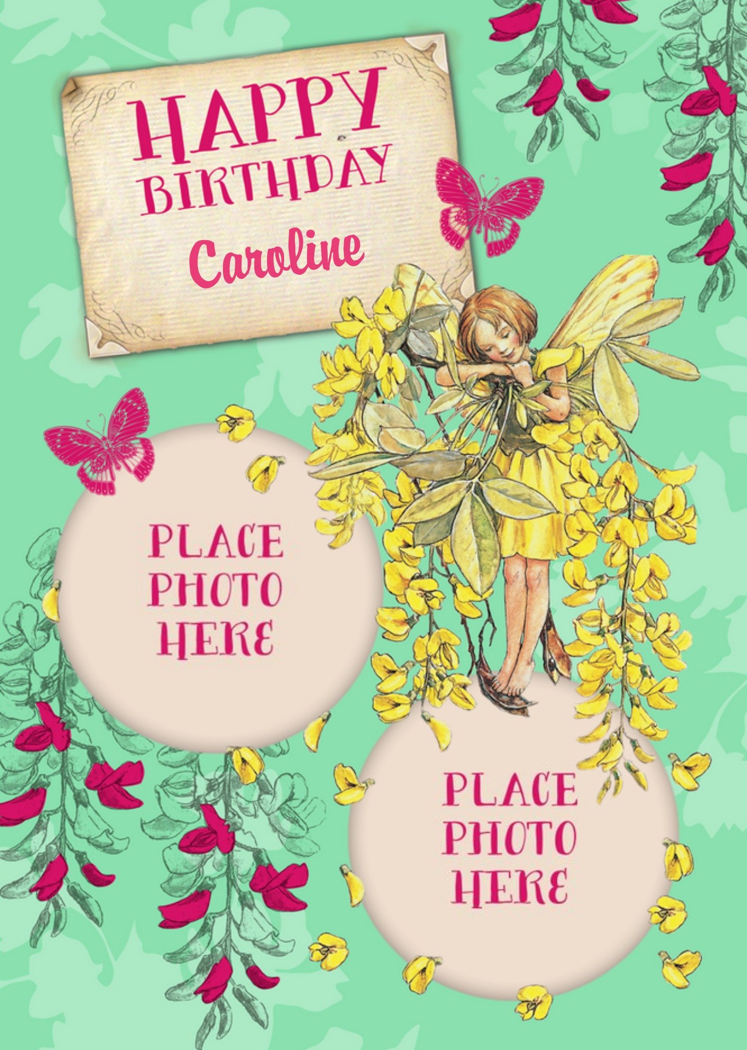 Flower Fairies Flower Fairy With Butterflies Personalised Photo Upload Happy Birthday Card Ecard