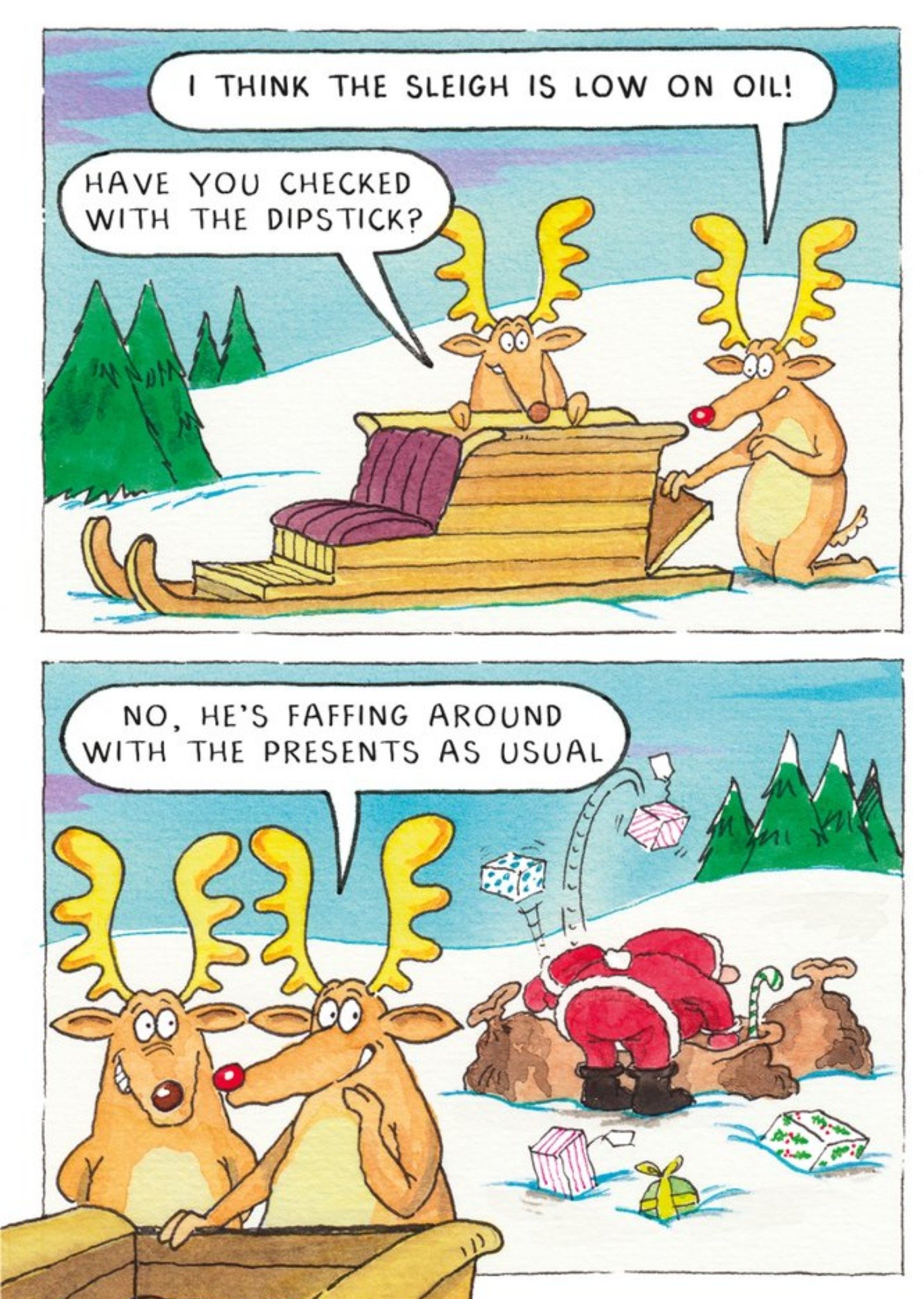 Moonpig Reindeer Joke Comic Christmas Card Ecard