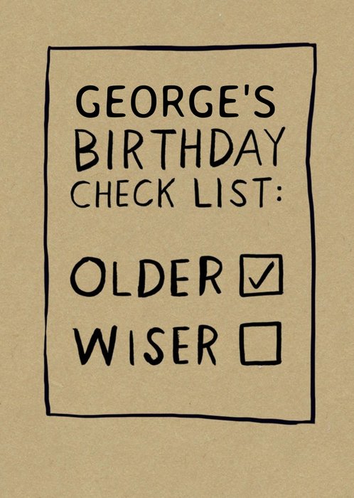 Birthday Check List Card