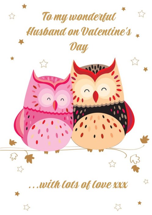 Owls In Love Personalised Happy Valentine's Day Card For Husband