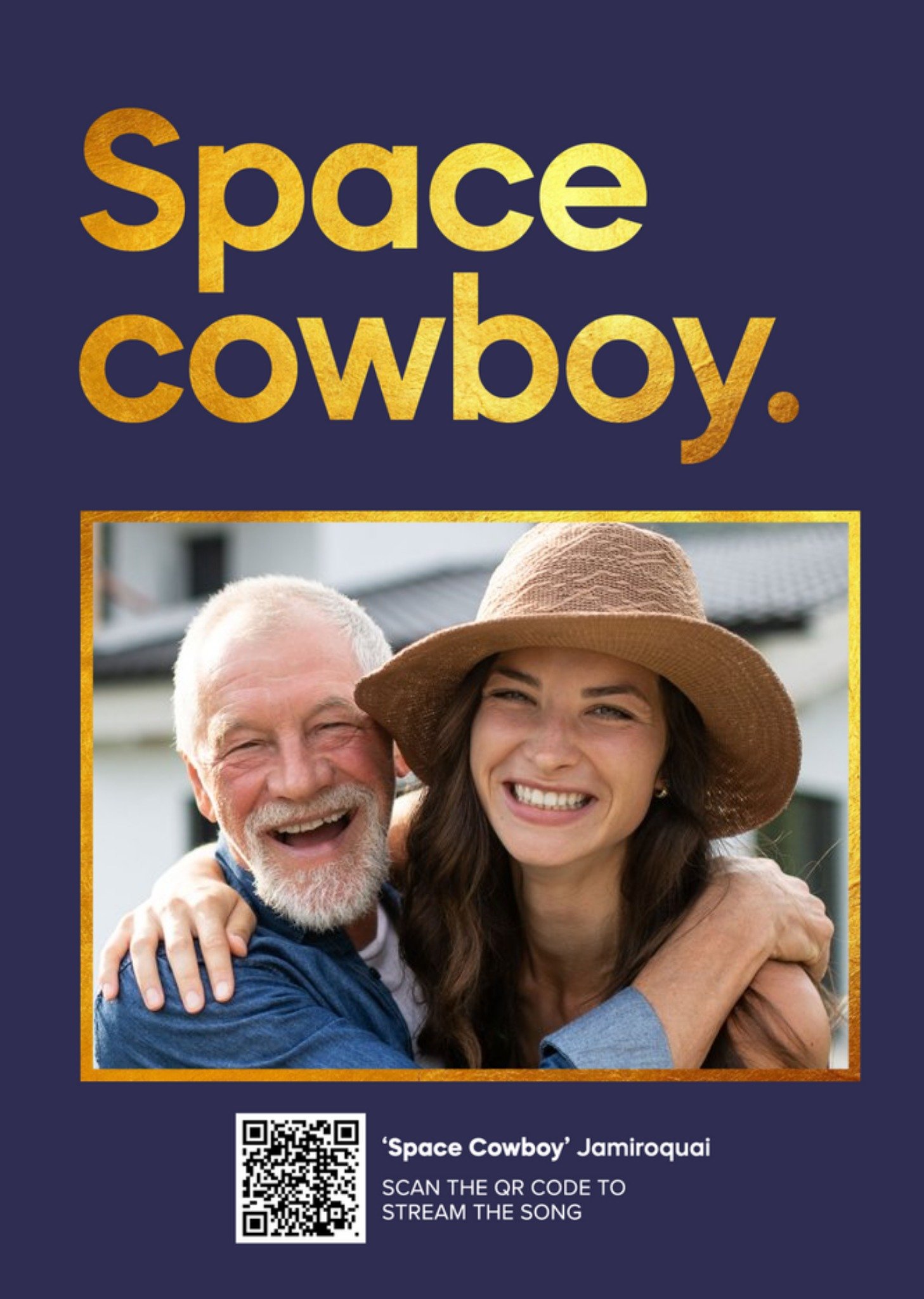 Space Cowboy Typographic Photo Upload Father's Day Card