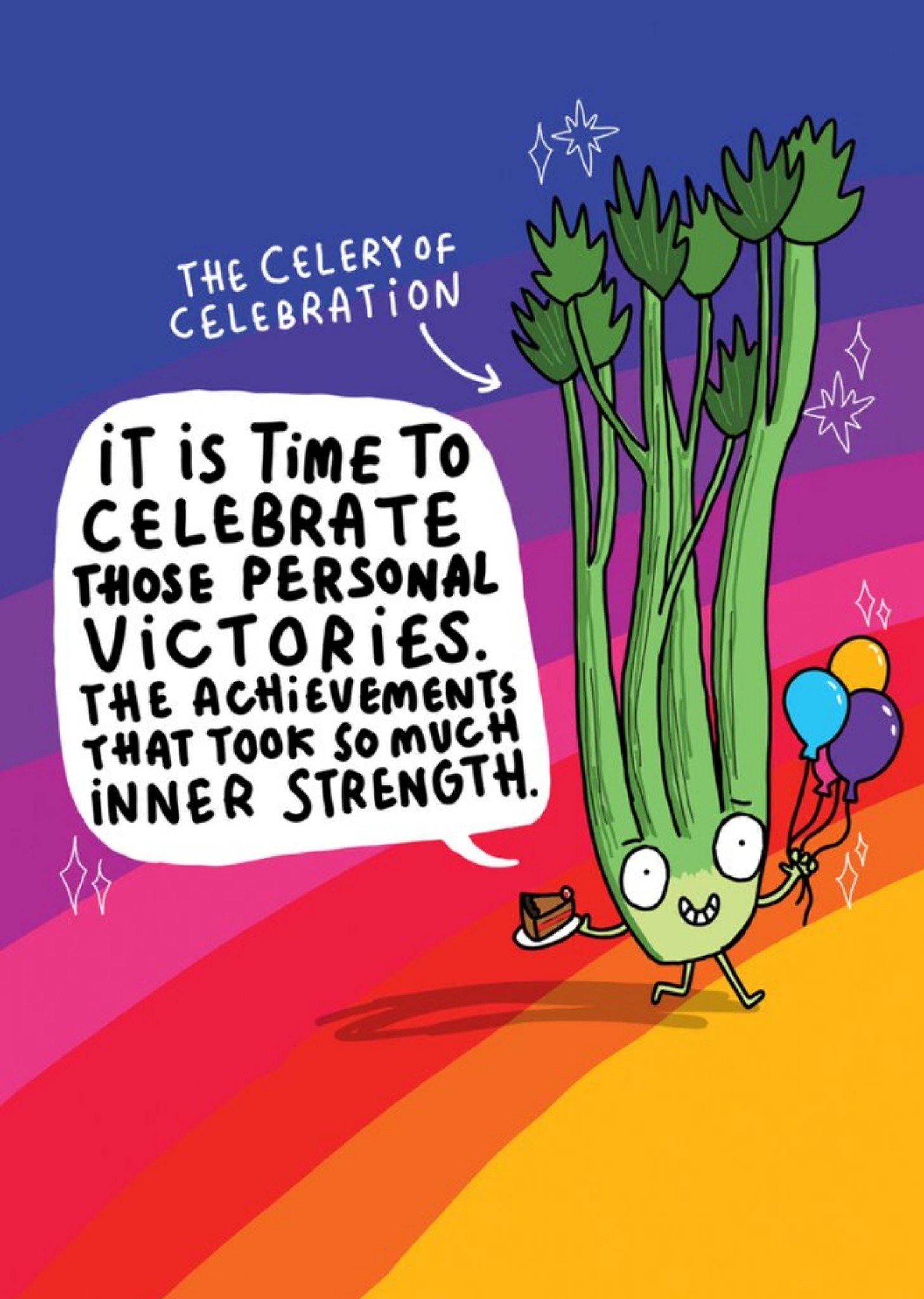Moonpig Katie Abey Celery Victory Celebration Card Ecard
