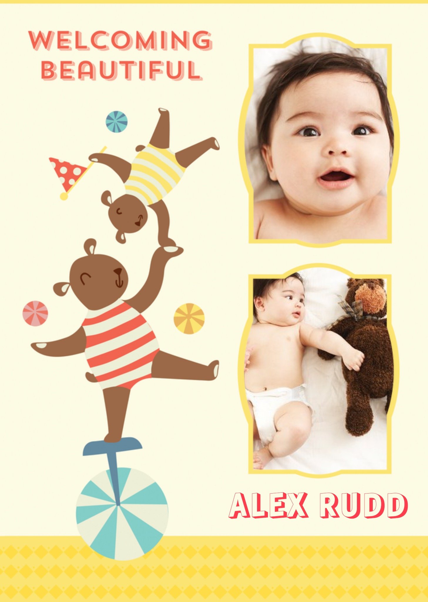 Balancing Circus Act New Baby Multi-Photo Card Ecard