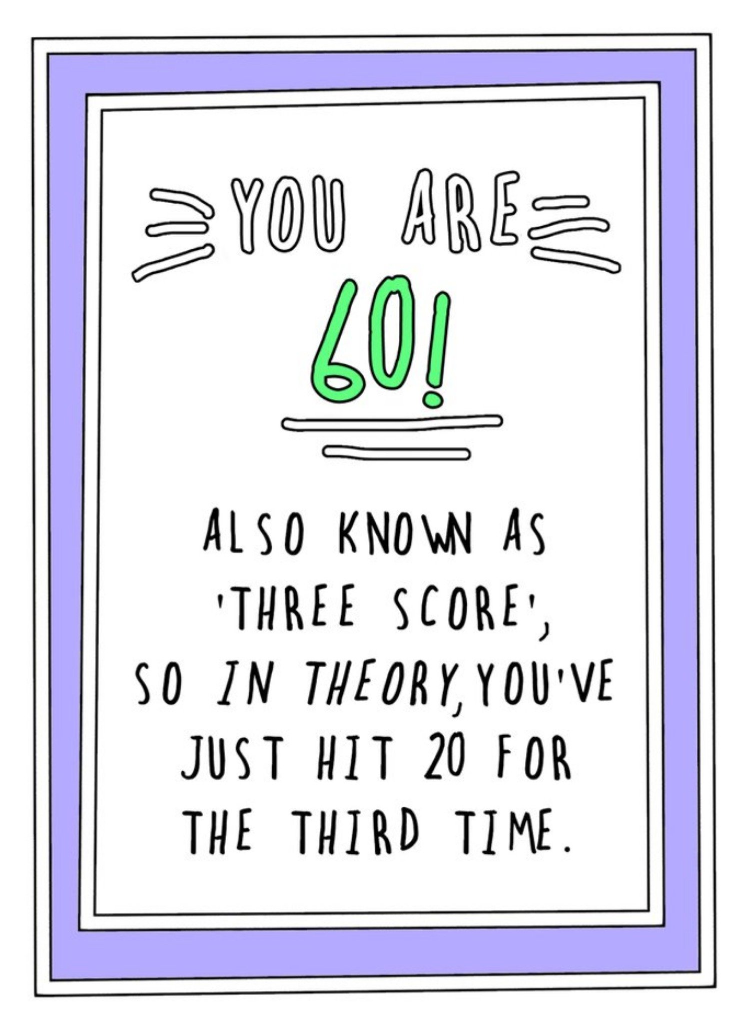 Go La La Funny Cheeky You Are 60 Also Known As Three Score So In Theory Youre 20 For A Third Time Bi