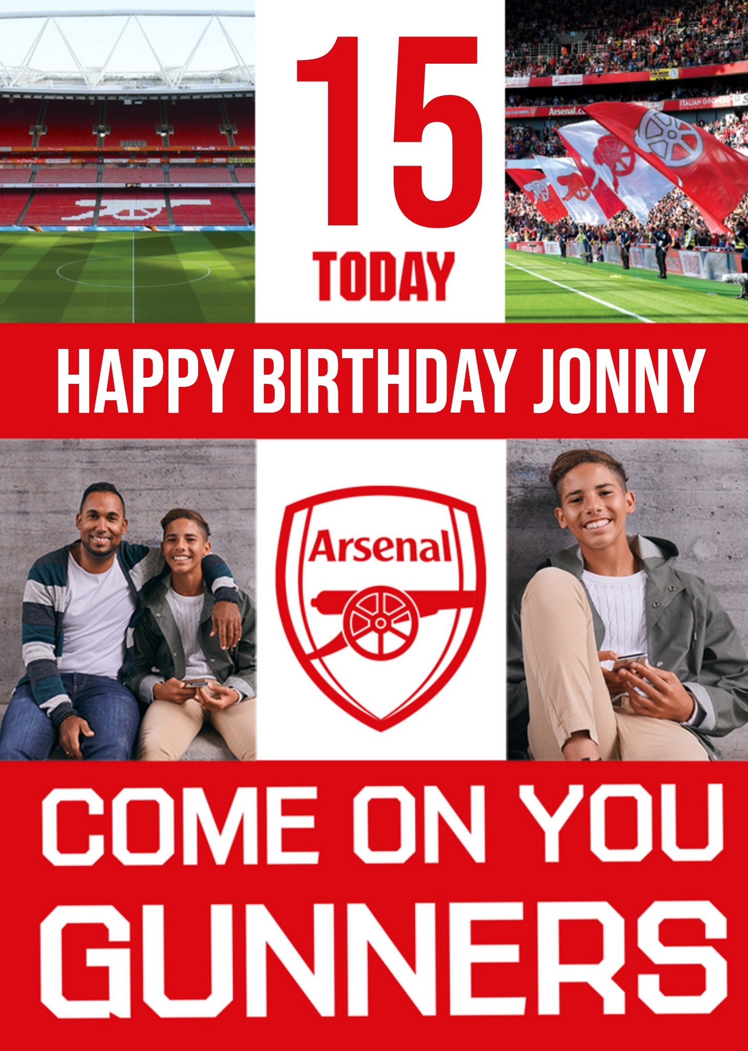Moonpig Arsenal Fc Photo Upload Birthday Card, Large