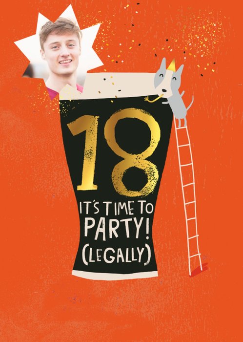 Personalised Photo Illustrated Beer 18th Birthday Card