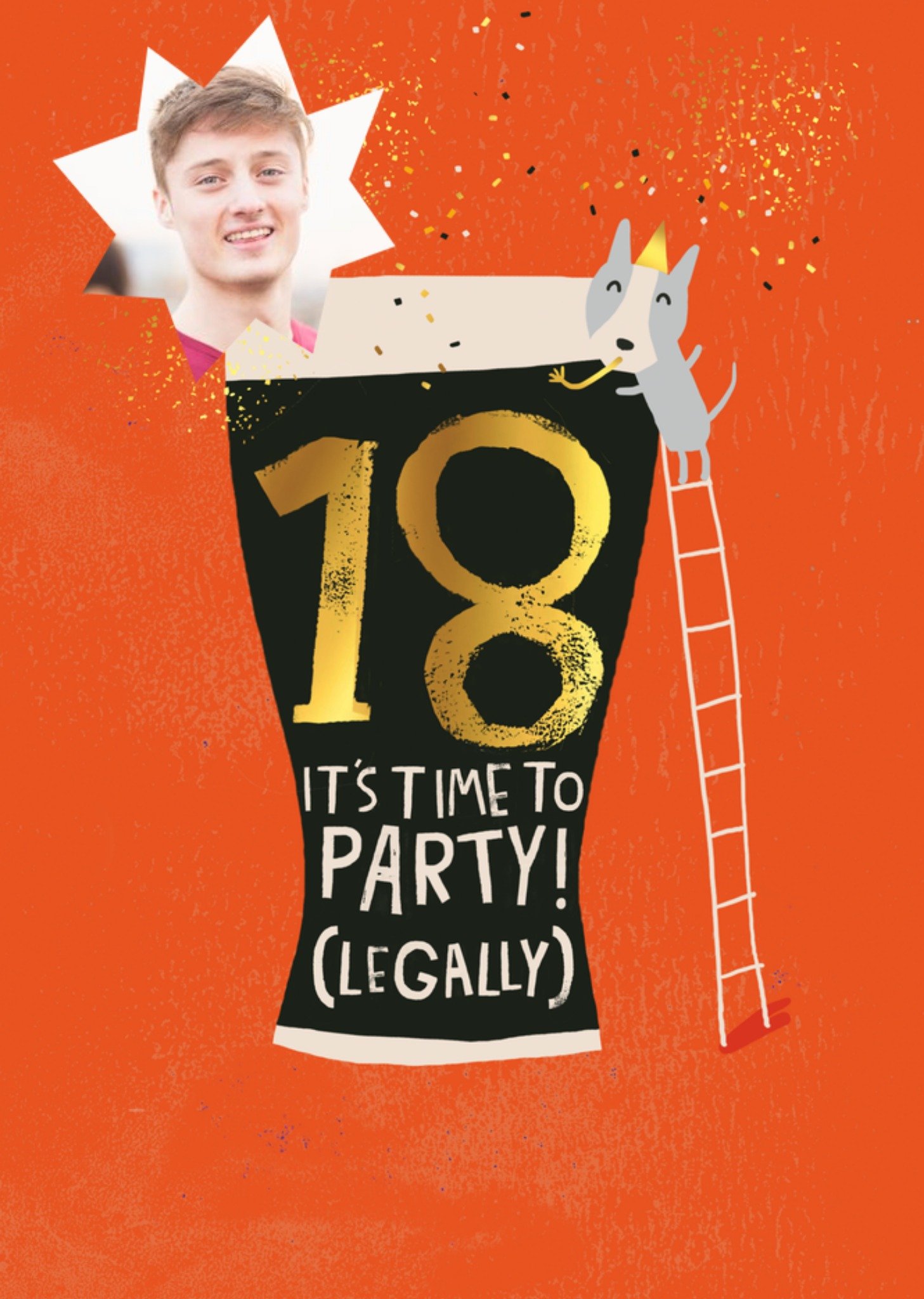 Moonpig Personalised Photo Illustrated Beer 18th Birthday Card, Large