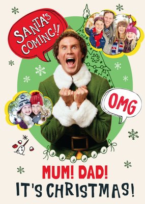 Elf Santa's Coming! Photo Upload Christmas Card