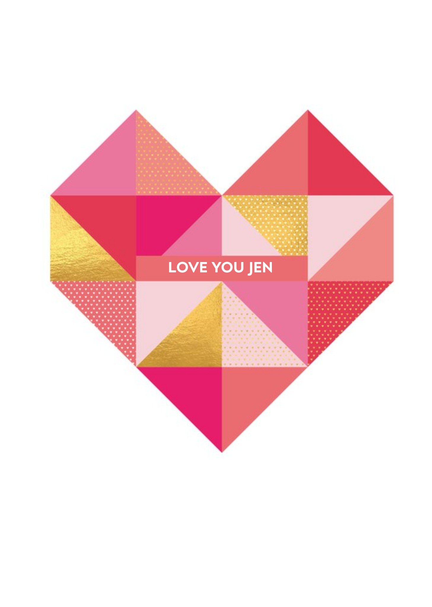 Moonpig Amore Love You Geometric Heart Personalised Card, Large