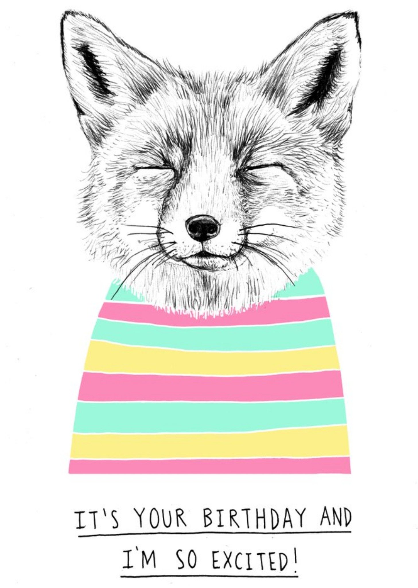 Moonpig Cute Fox It's Your Birthday And I'm So Excited Birthday Card, Large