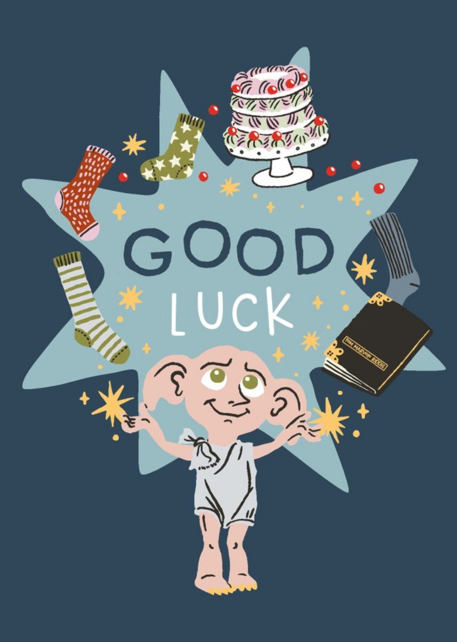 Harry Potter Dobby The House Elf Illustrated Good Luck Card, Large