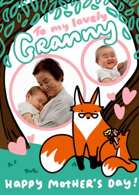 Cute Granny Fox And Fox Cub Woodland Scene To My Lovely Granny Photo Upload Mother's Day Card