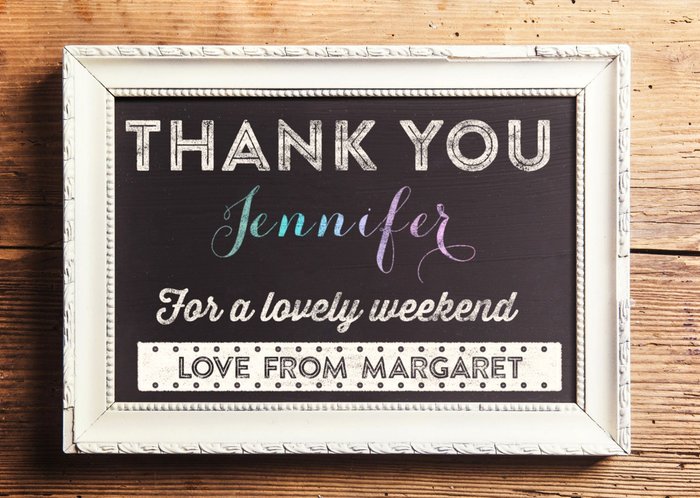 Chalkboard Style Frame Personalised Thank You Card