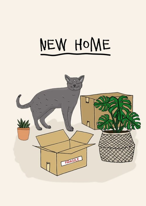 Cute Illustration New Home Card