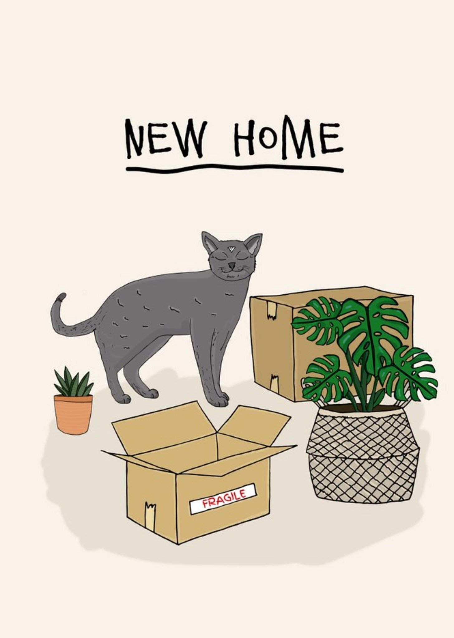 Cute Illustration New Home Card Ecard