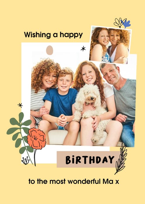 Cute Wishing you a Happy Birthday Photo Upload Card