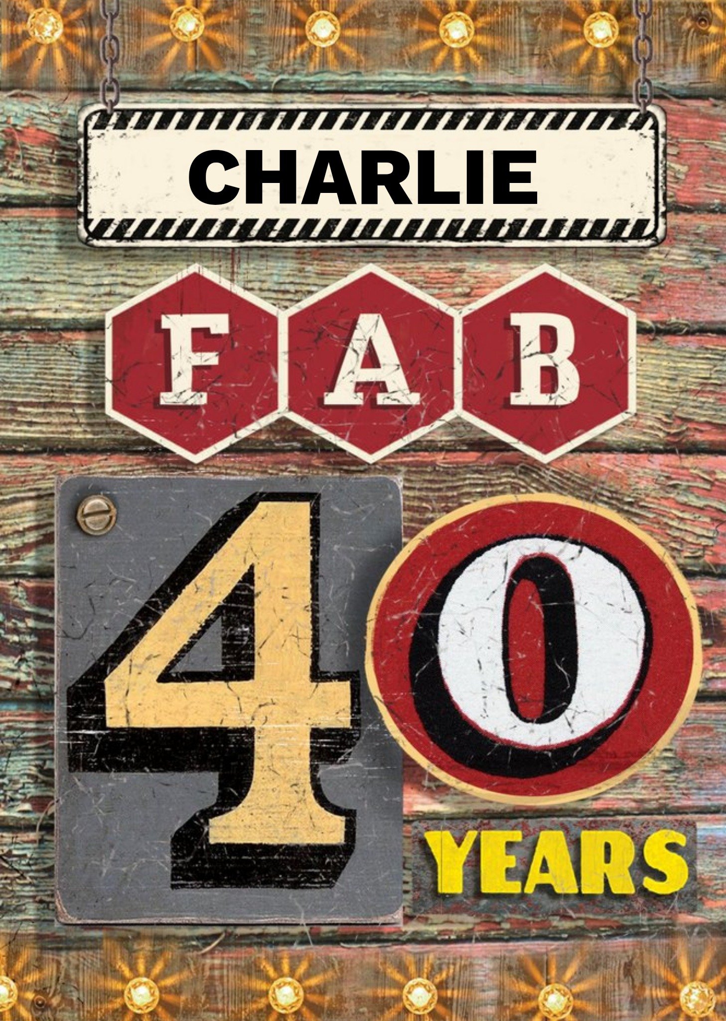 Fab 40 Years Sign Birthday Card Ecard