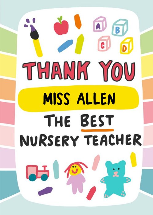 Angela Chick Thank You To The Best Nursery Teacher Card