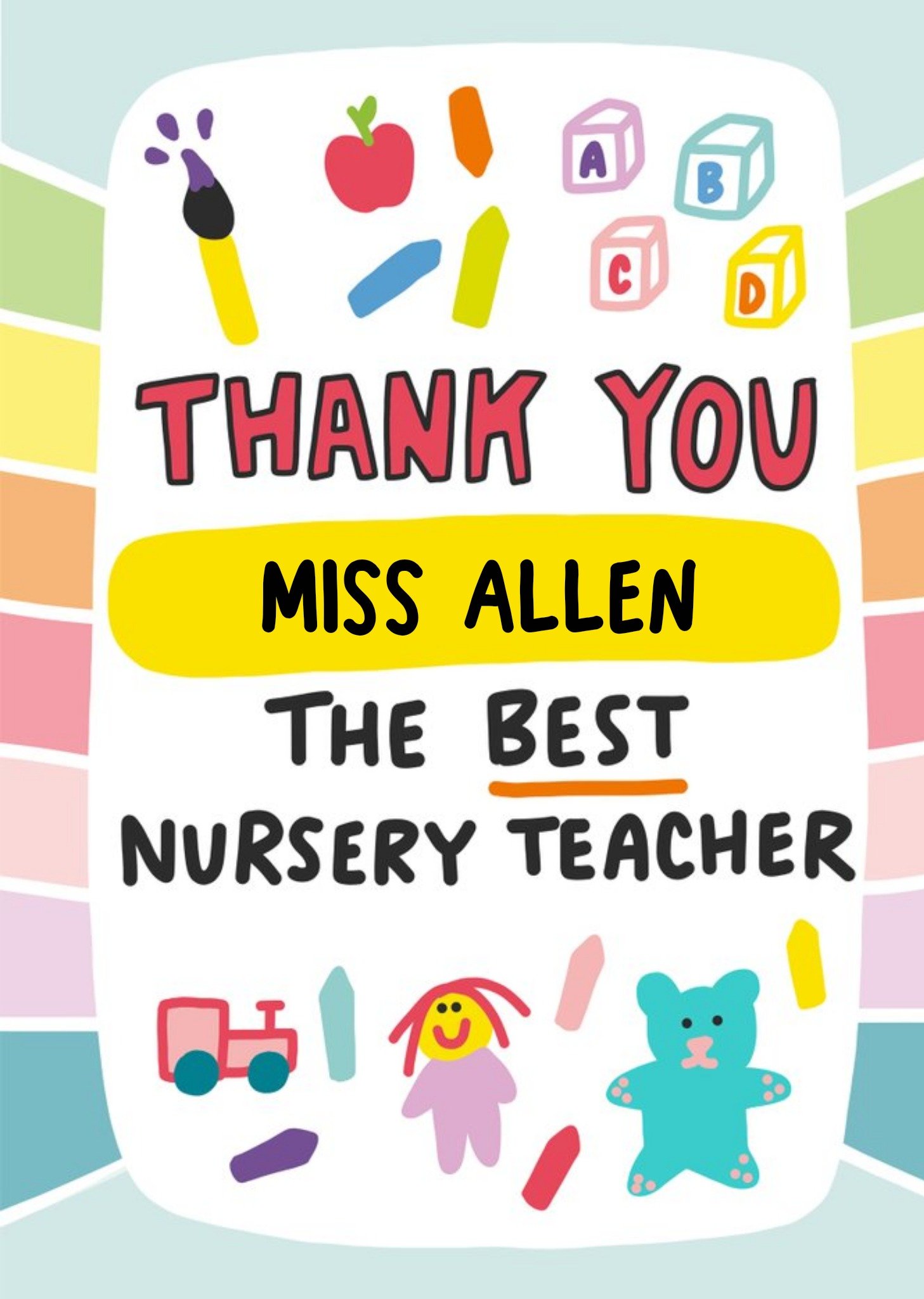 Angela Chick Thank You To The Best Nursery Teacher Card Ecard