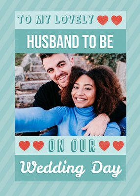 Geometric Design With A Photo Frame Husband To Be Photo Upload Wedding Day Card