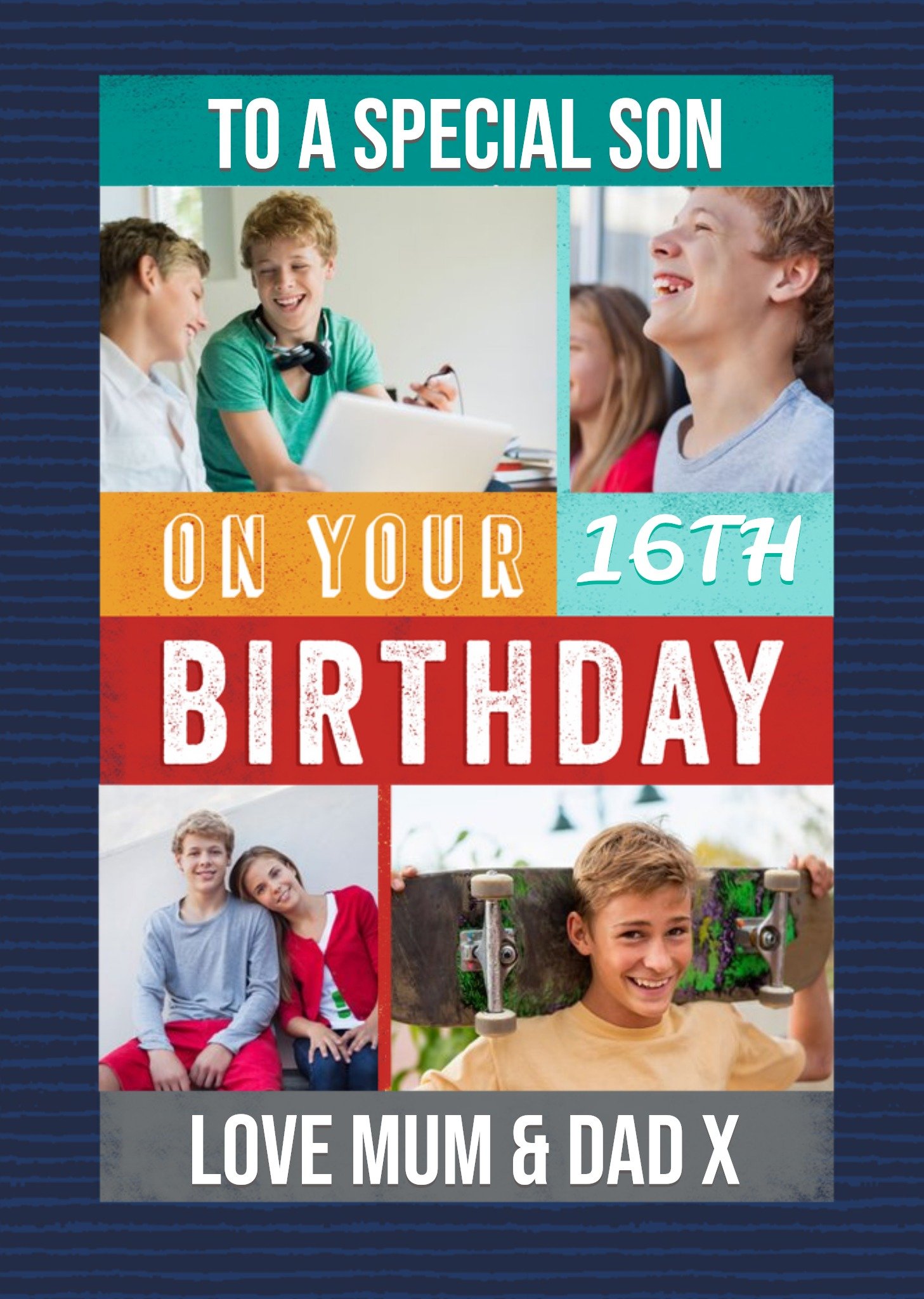 Moonpig To My Son On Your 16th Birthday Photo Upload Birthday Card, Large