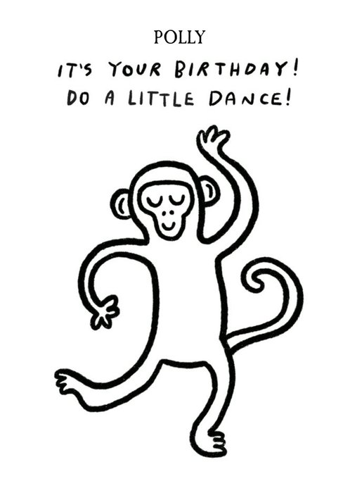 Pigment Simple Illustrated Monkey Typographic Customisable Birthday Card