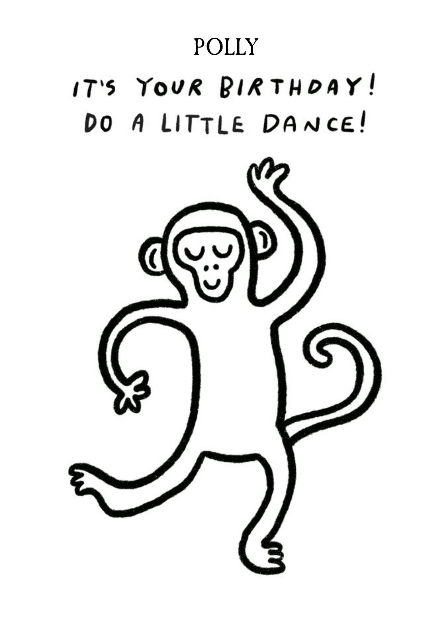 Moonpig Pigment Simple Illustrated Monkey Typographic Customisable Birthday Card, Large
