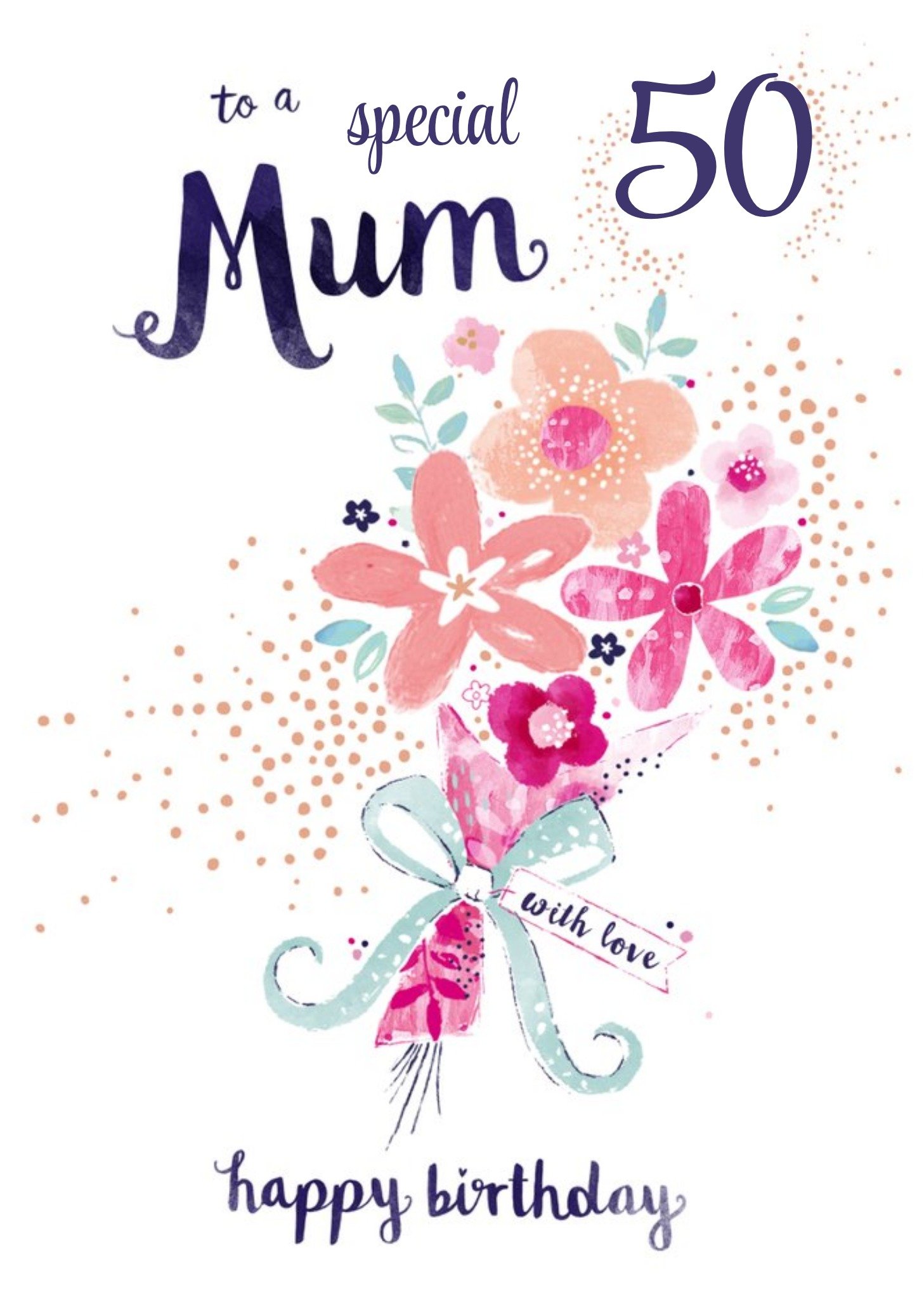 Hotchpotch Illustrated Pink Mum Floral Milestone Birthday Card Ecard