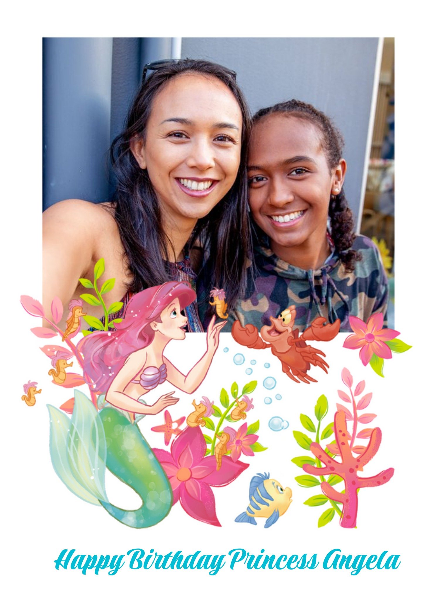 Disney Princesses Disney Princess The Little Mermaid Photo Upload Birthday Card Ecard