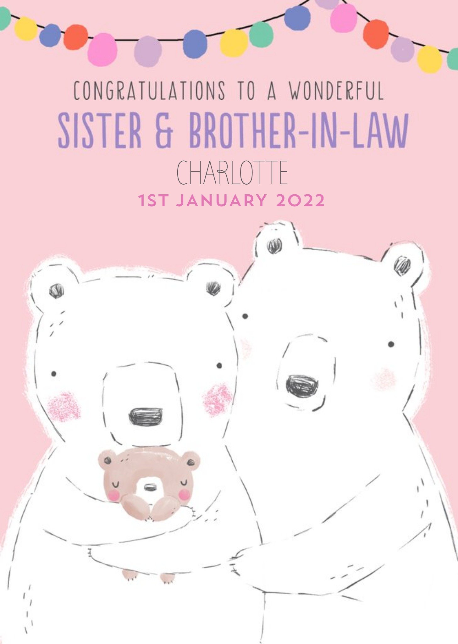 Moonpig Cute Illustrative Sister & Brother-In-Law New Baby Card Ecard