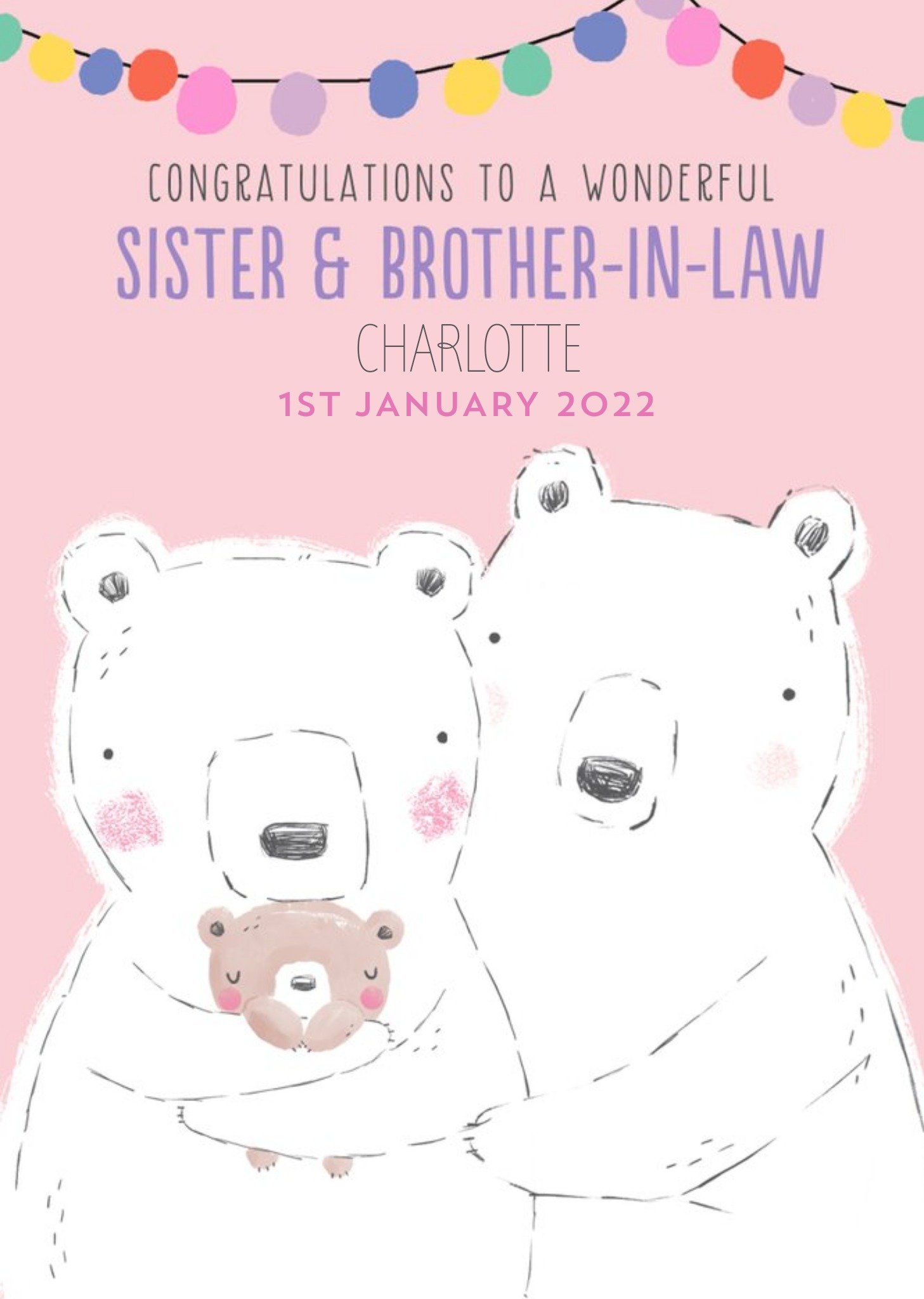 Cute Illustrative Sister & Brother-In-Law New Baby Card Ecard