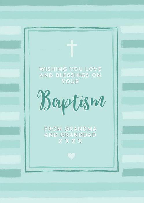 Green Baptism Cross Typographic Card