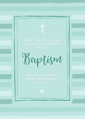Green Baptism Cross Typographic Card