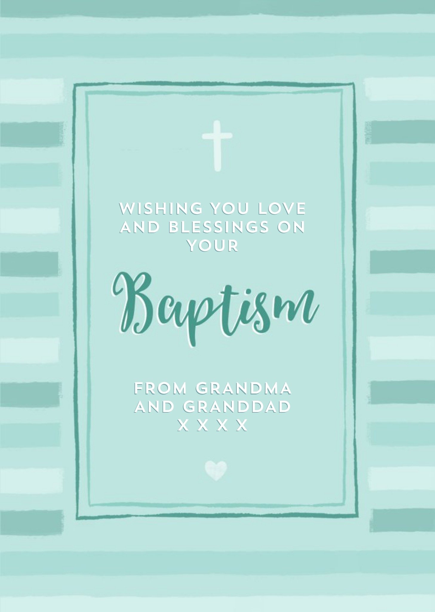 Green Baptism Cross Typographic Card Ecard