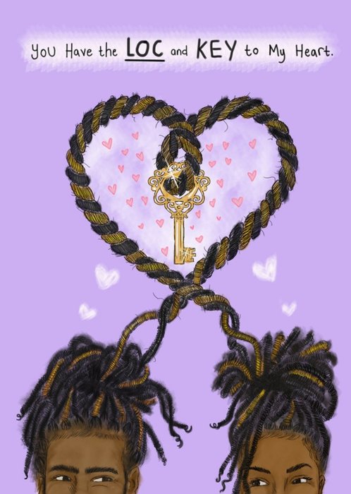 Illustrated Dreadlock And Key Valentines Day Card
