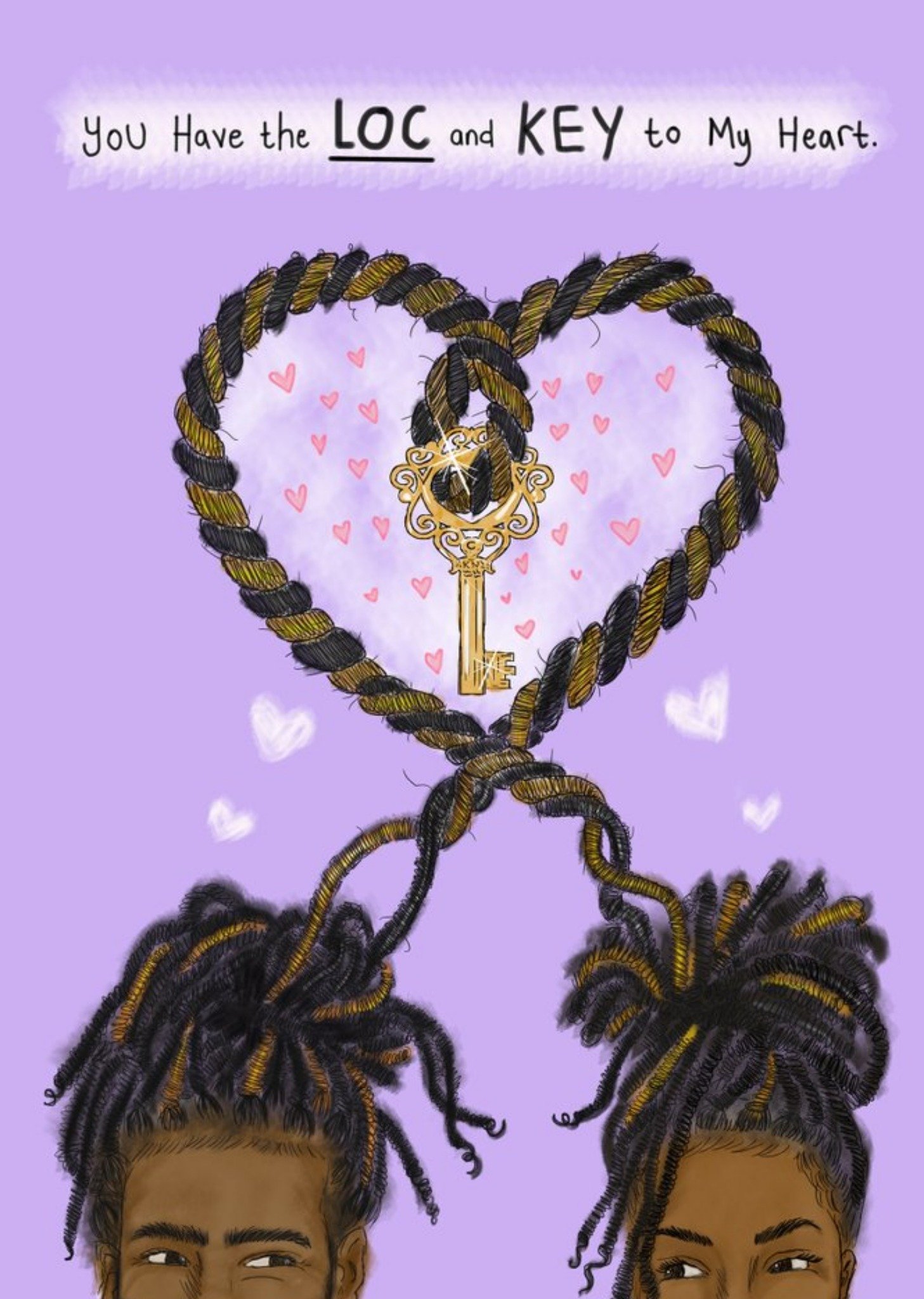 Illustrated Dreadlock And Key Valentines Day Card Ecard