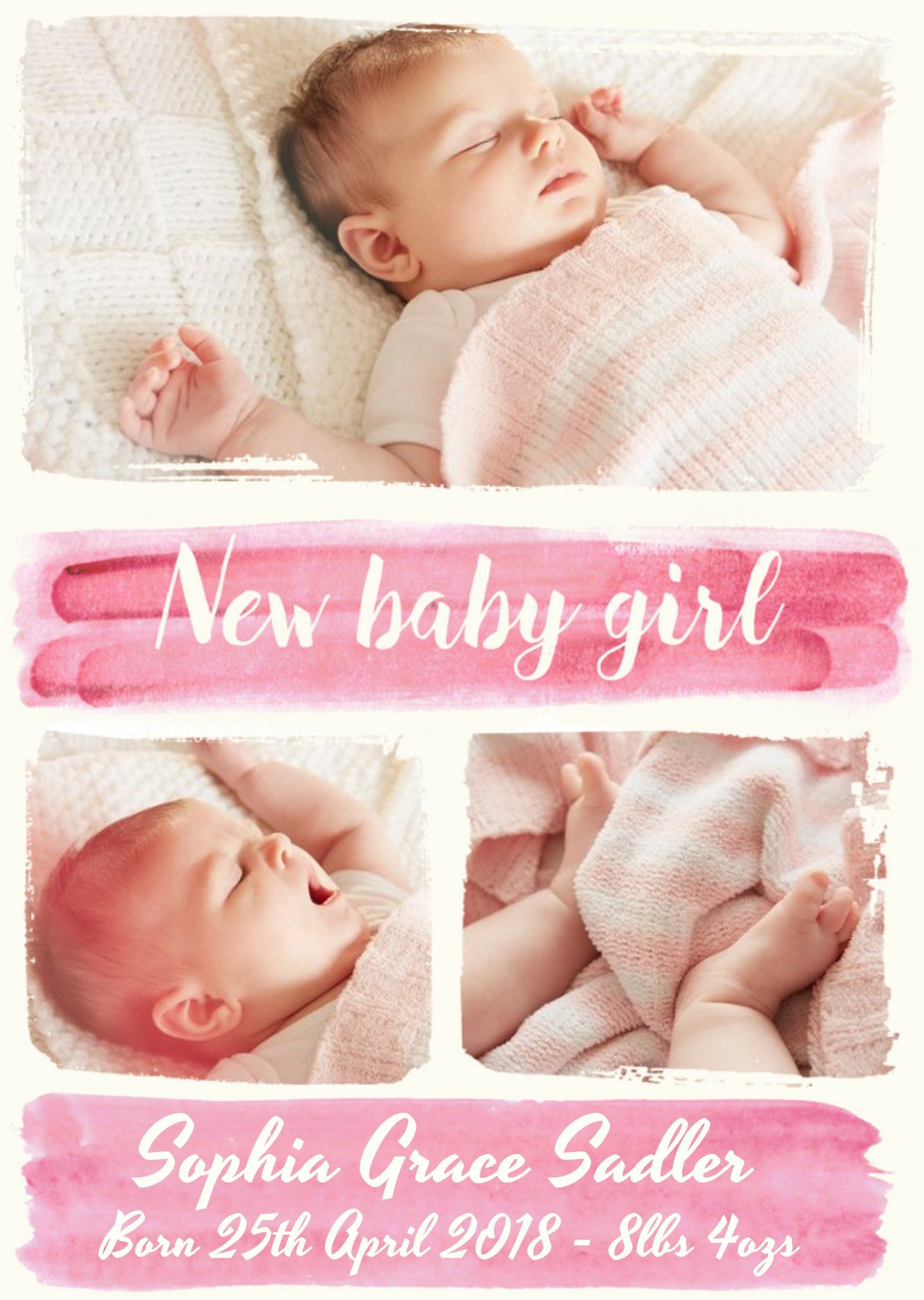 Moonpig Paint A Picture New Baby Girl Photo Upload Postcard