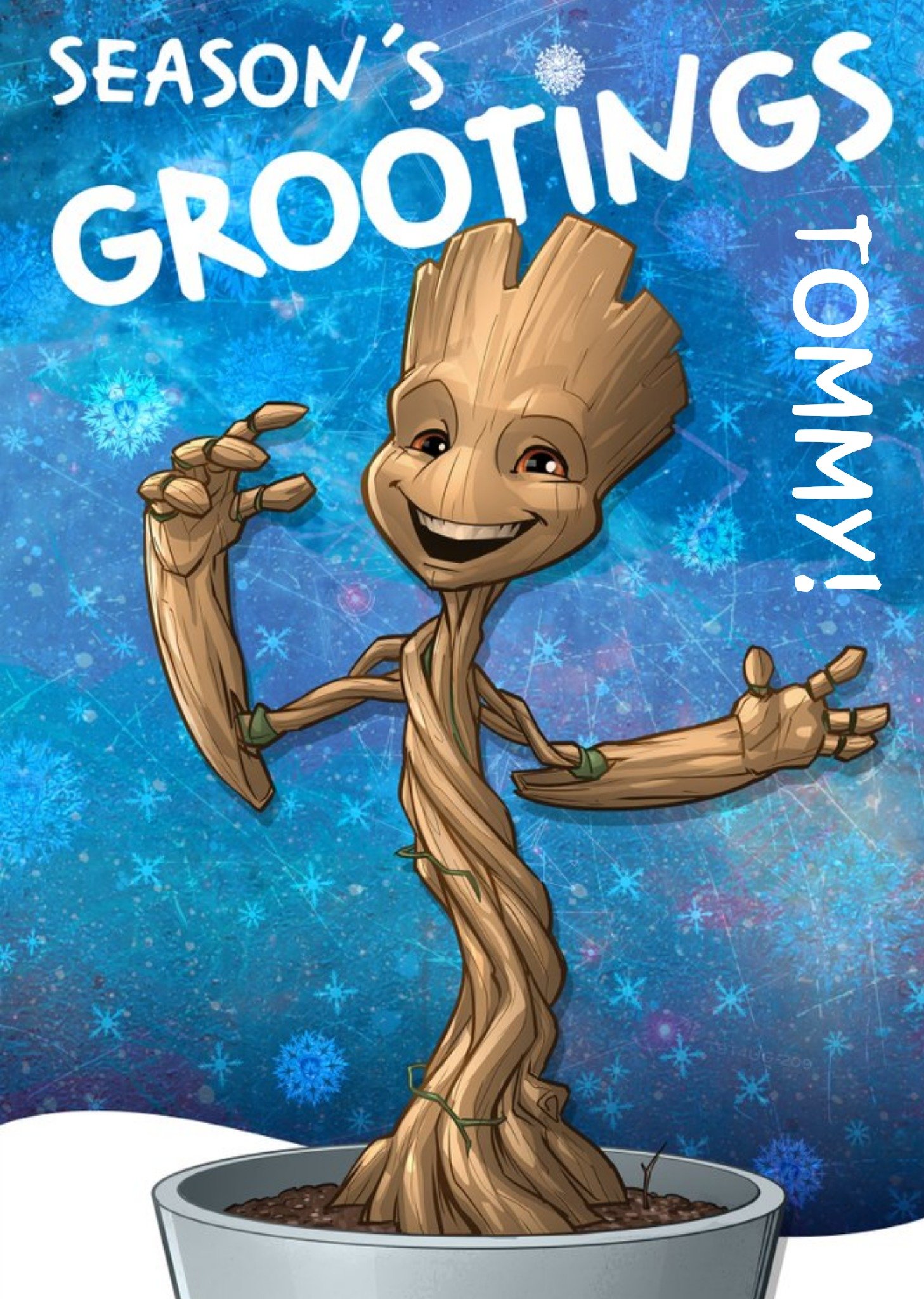 Marvel Guardians Of The Galaxy Groot Personalised Christmas Card, Large
