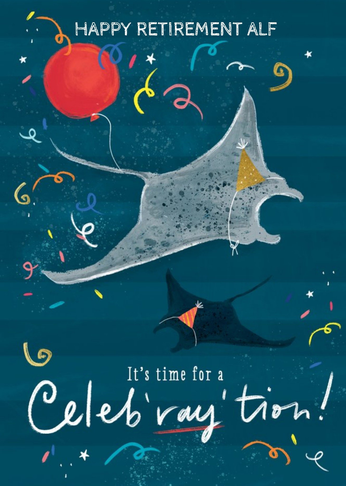 Moonpig Colette Barker Illustrated Ocean Retirement Colourful Fish Card, Large