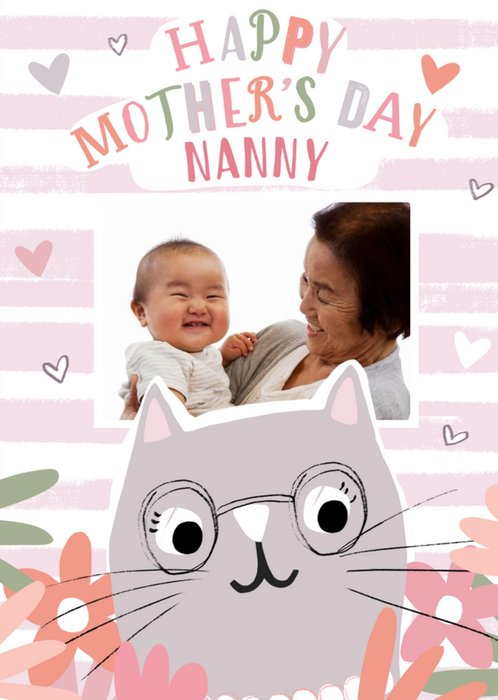 Cute Modern Mother's Day Photo Upload Card For Nanny