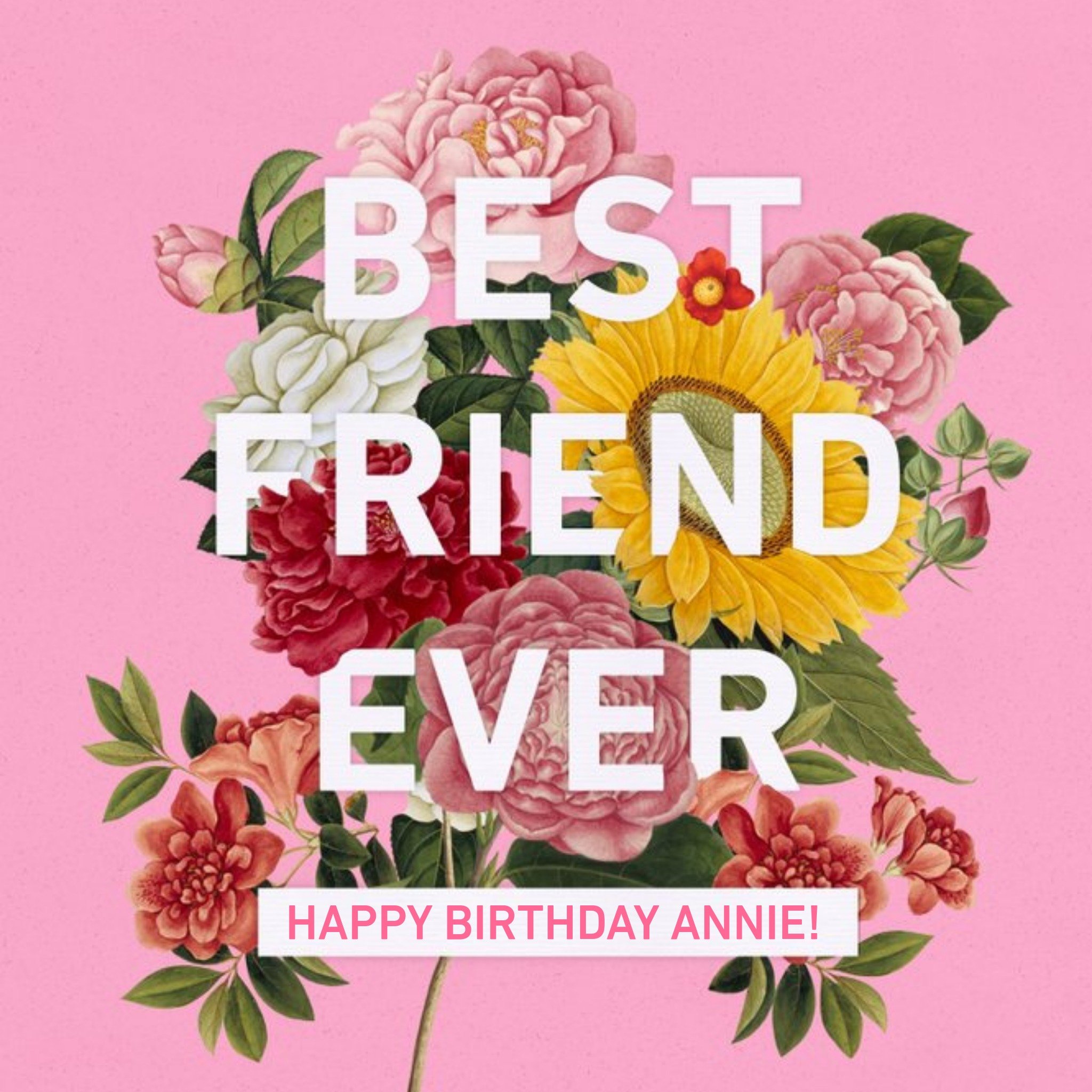 The Natural History Museum Best Friend Pink Birthday Personalised Card, Square