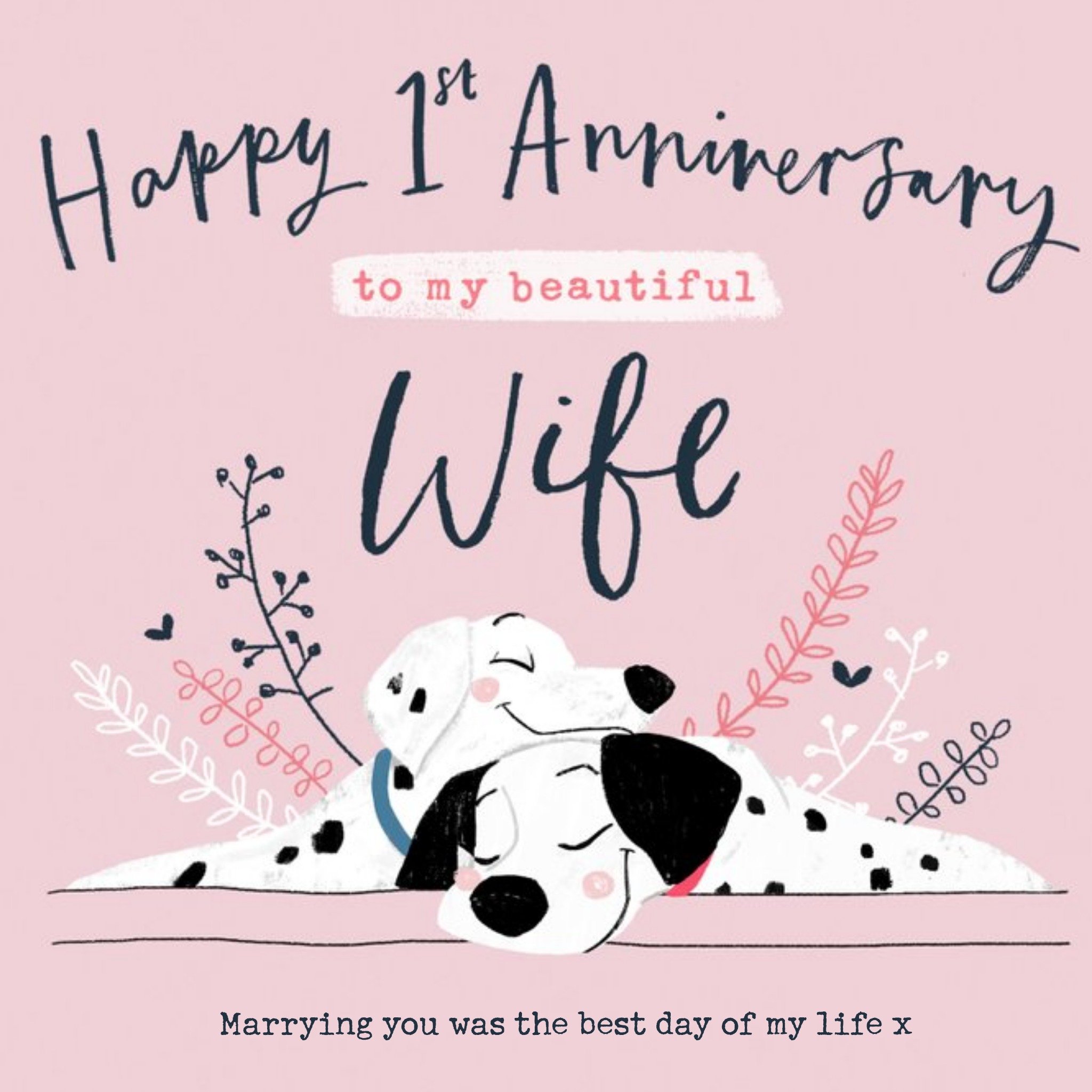 Disney 101 Dalmatians 1st Anniversary Card For Wife, Square